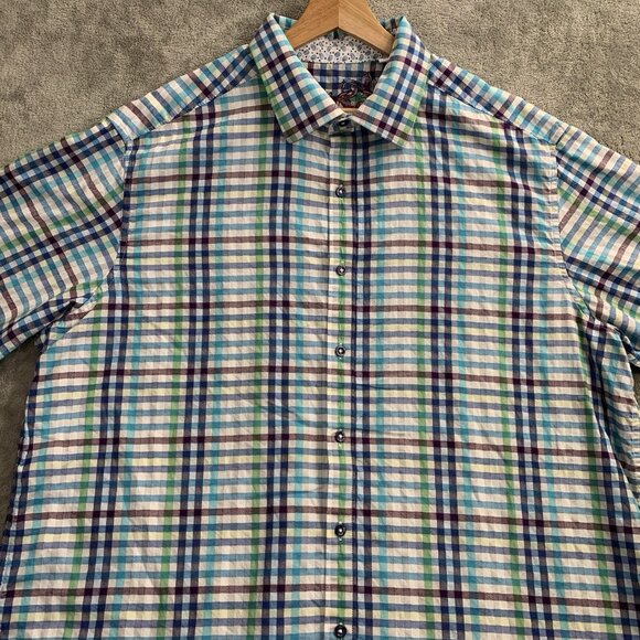Robert Graham Shirt Men 1XLT XL Tall Short Sleeve Plaid Check Button Up Casual - Picture 4 of 9